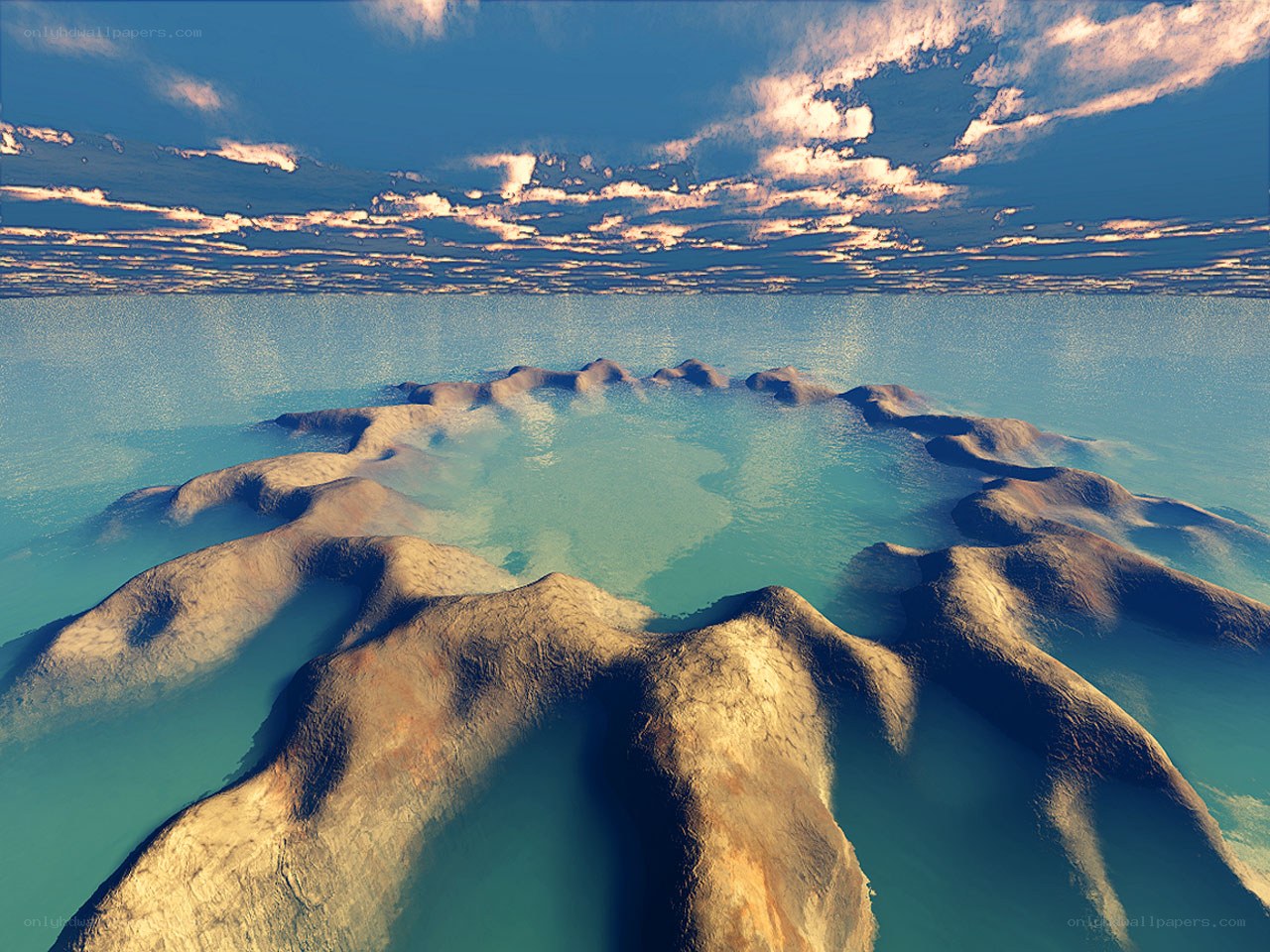 alien landscape with water and sky