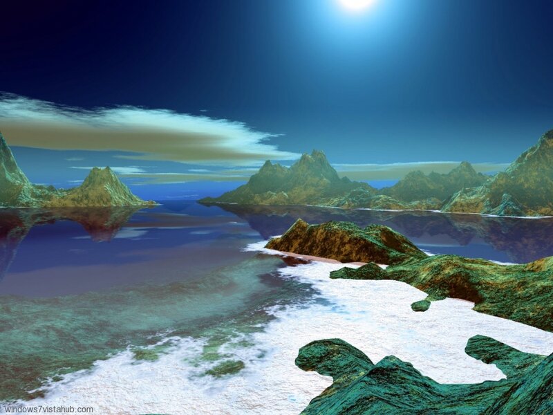 Alien Landscape with Water — Blue, Serene