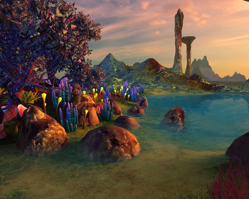 Alien Landscape with Water — Blue