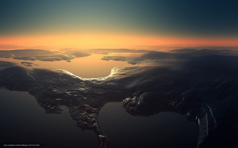 Alien Landscape with Water — Orange, Serene