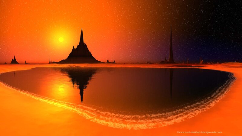 Alien Landscape with Water — Orange