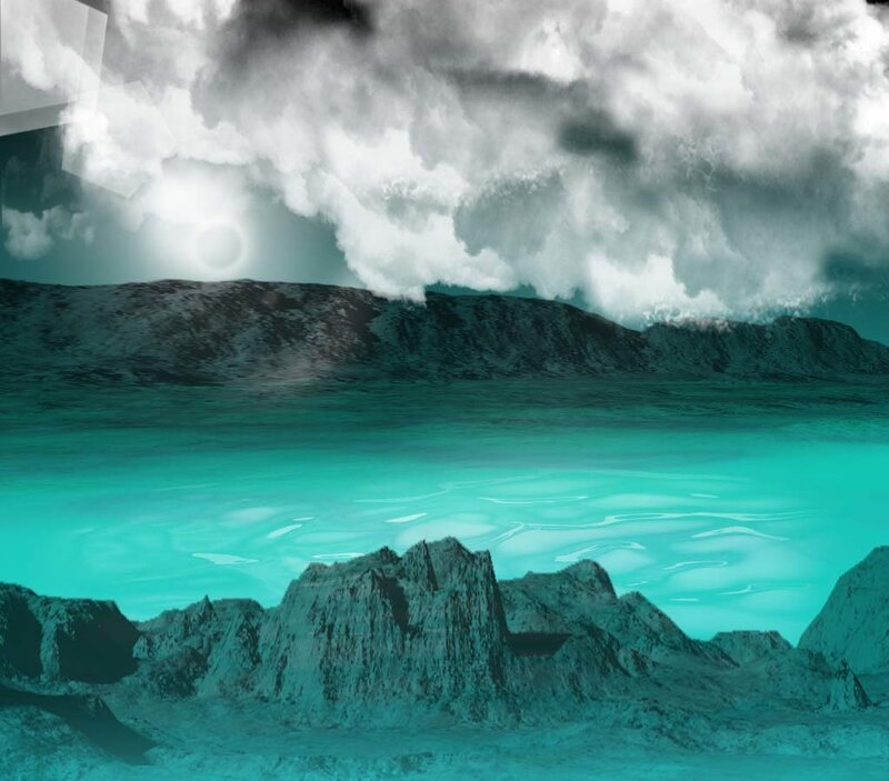 Alien Landscape with Water — Teal