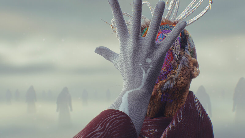 Alien-like Figure in Fog