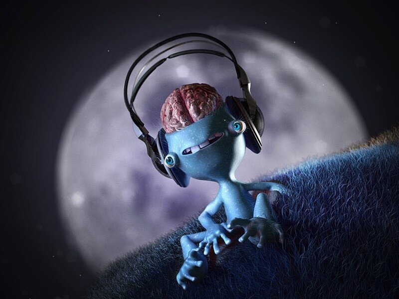 alien listening to music