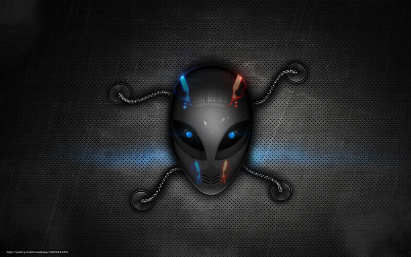 alien mask on metal mesh