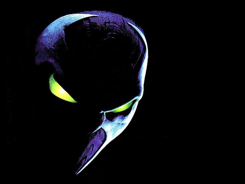 Alien Mask with Glowing Eyes — Black, Dramatic