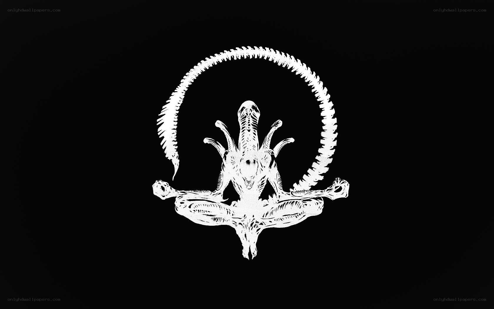 Alien meditating in lotus position