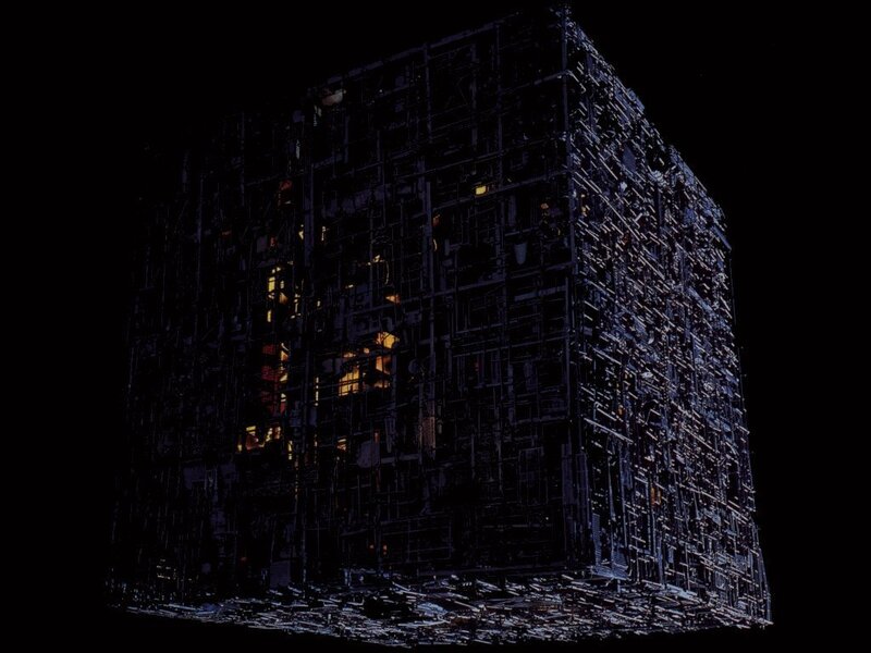 alien monolith in space