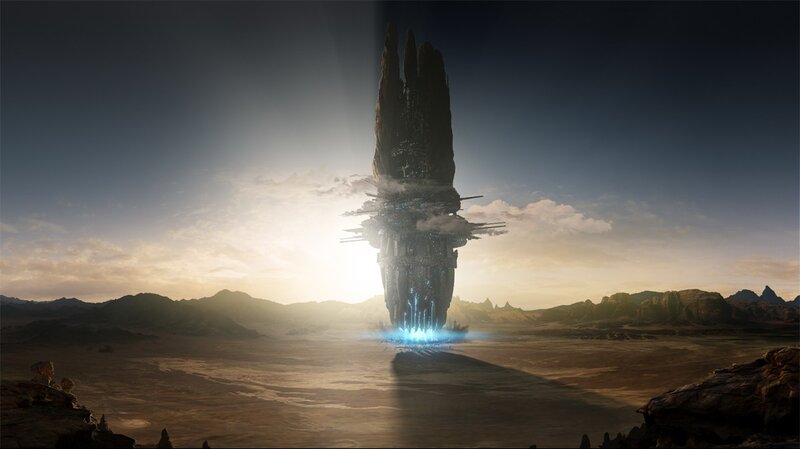 alien monolith on alien planet