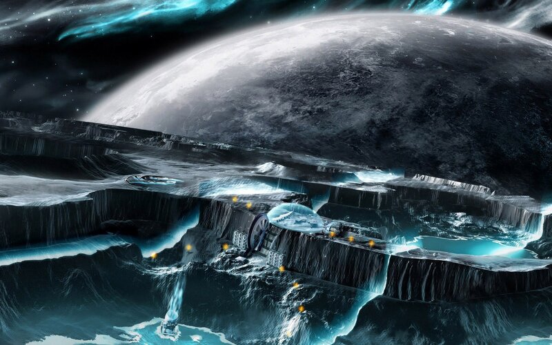 Alien Moon Base — Blue, Dramatic