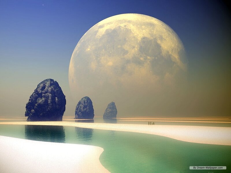 Alien Moon over Beach