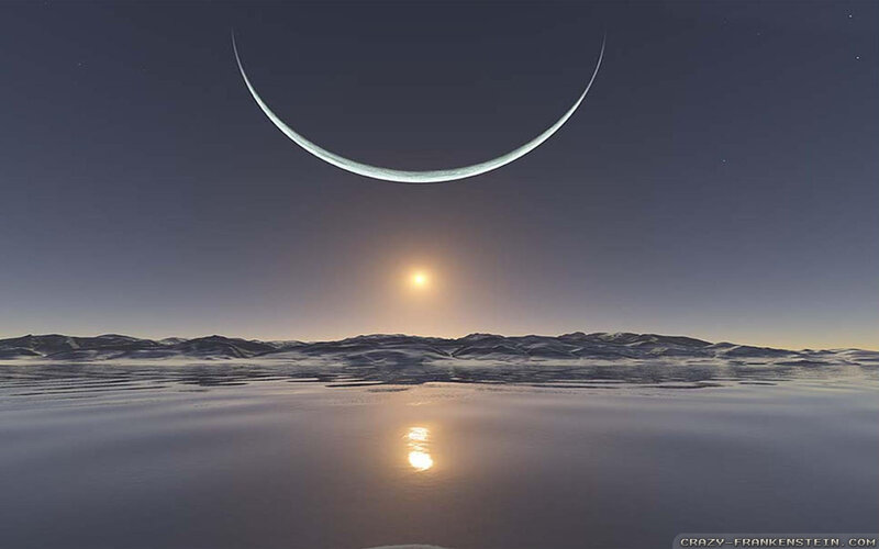 Alien Moon over Ice — Blue