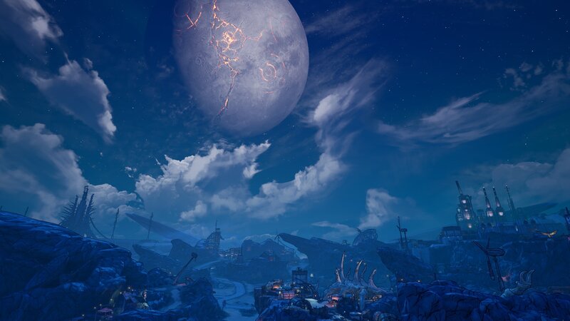 Alien Moon over Ruins — Blue