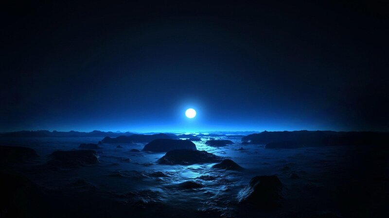Alien Moonlit Landscape — Blue
