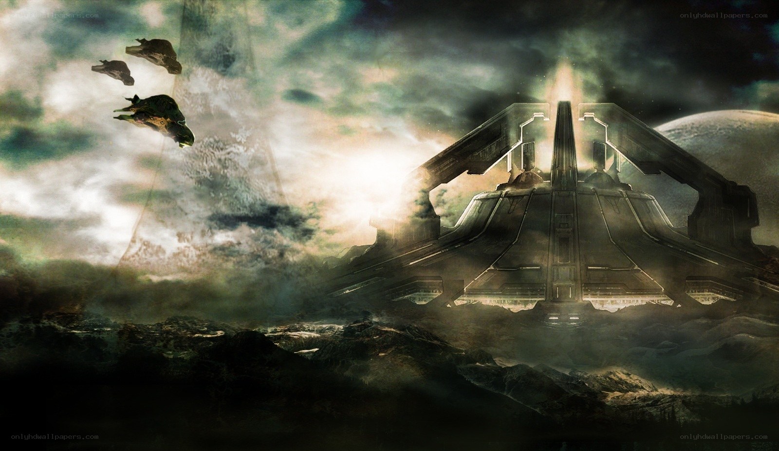 alien mothership over alien world