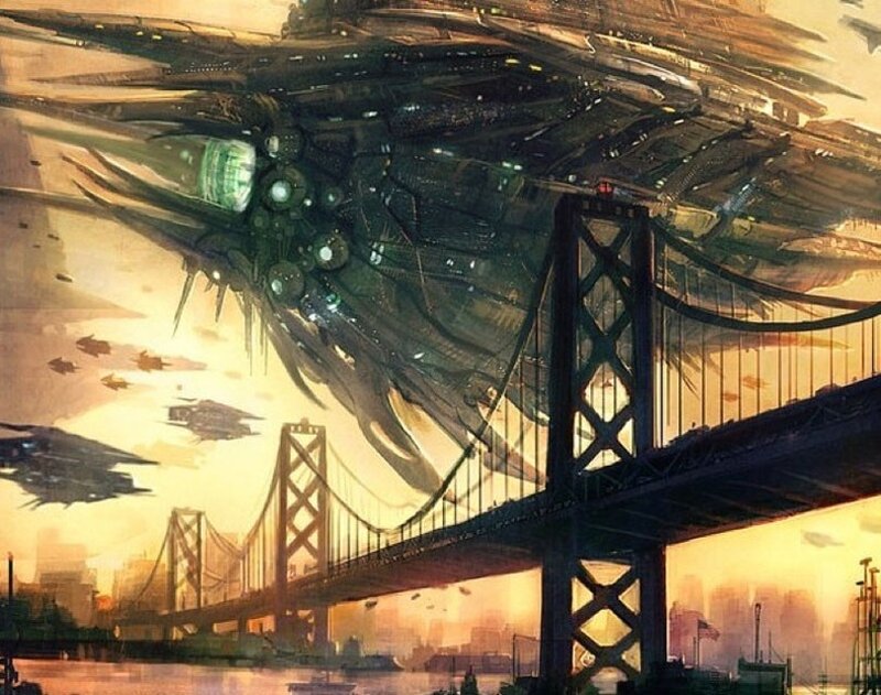 Alien Mothership over Bridge