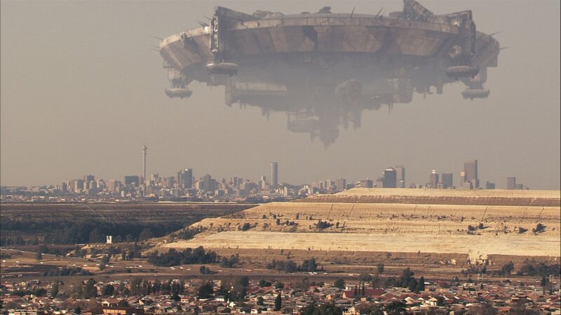 Alien Mothership over City — Gray, Dramatic