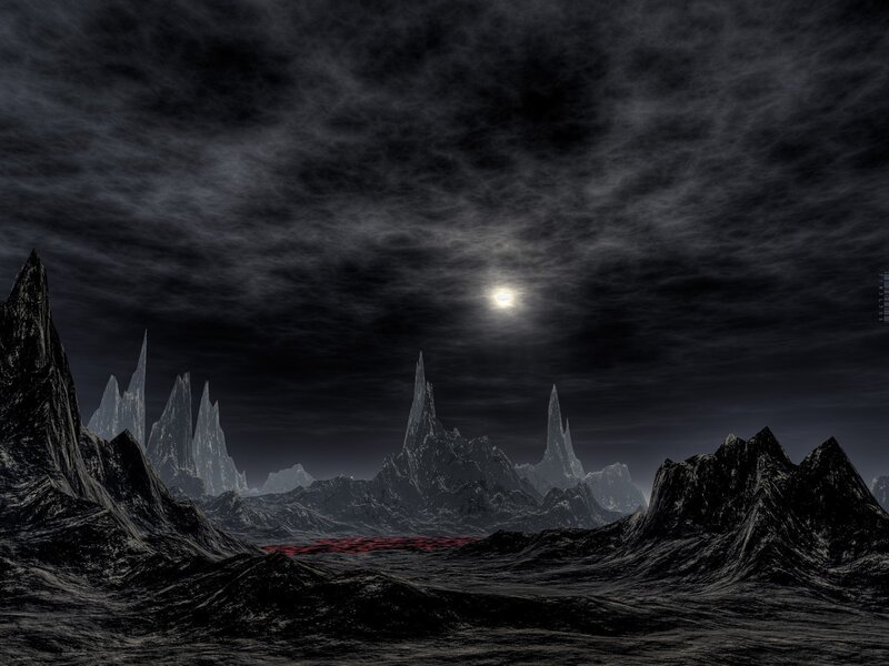 Alien Mountain Landscape — Black, Dramatic