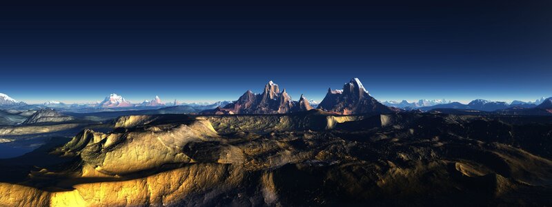 Alien Mountain Landscape — Blue, Dramatic, 3d Render