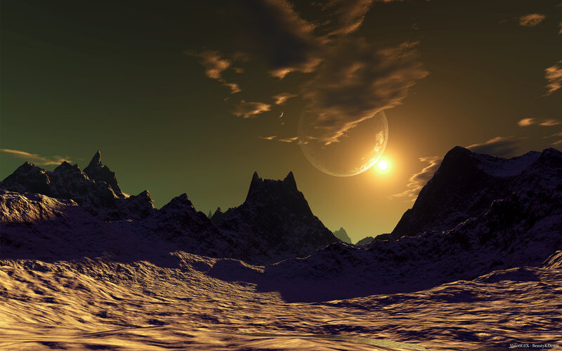 Alien Mountain Landscape — Gold