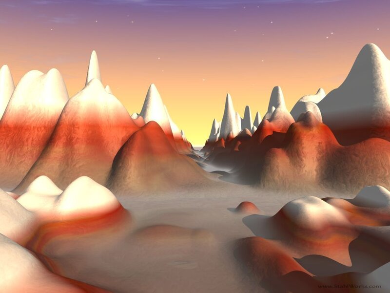 Alien Mountain Landscape — Orange, Serene