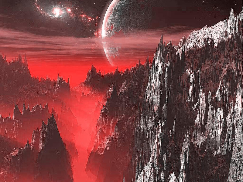 Alien Mountain Landscape — Red