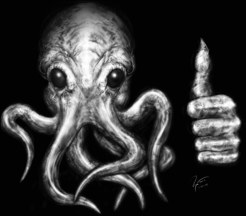 alien octopus with thumbs up