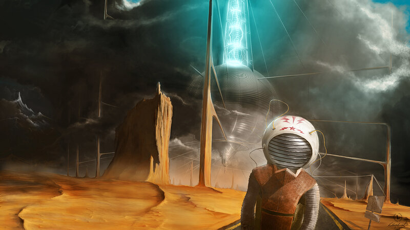 alien on a desolate planet