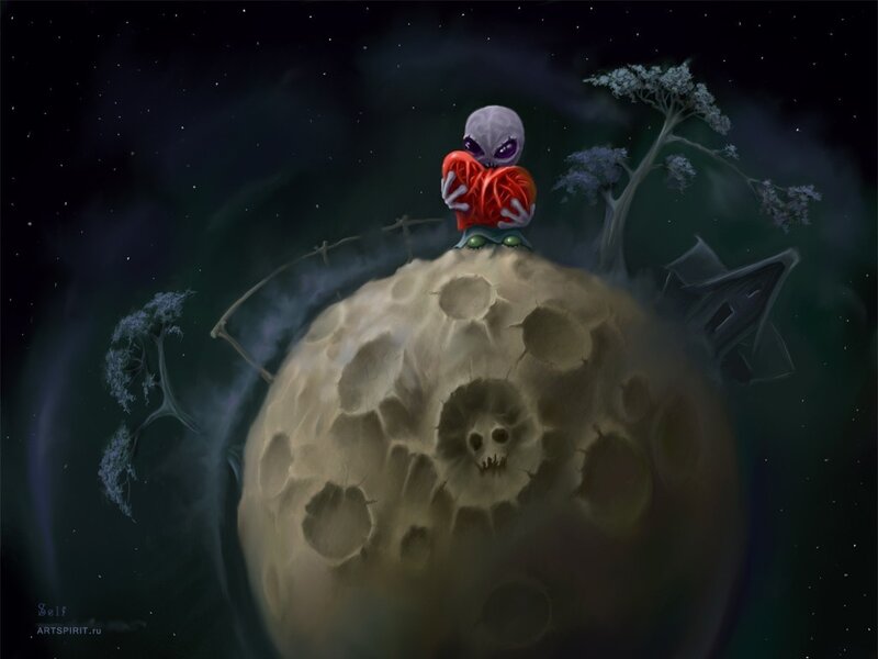 alien on a moon