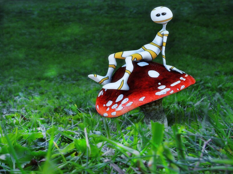 alien on a mushroom