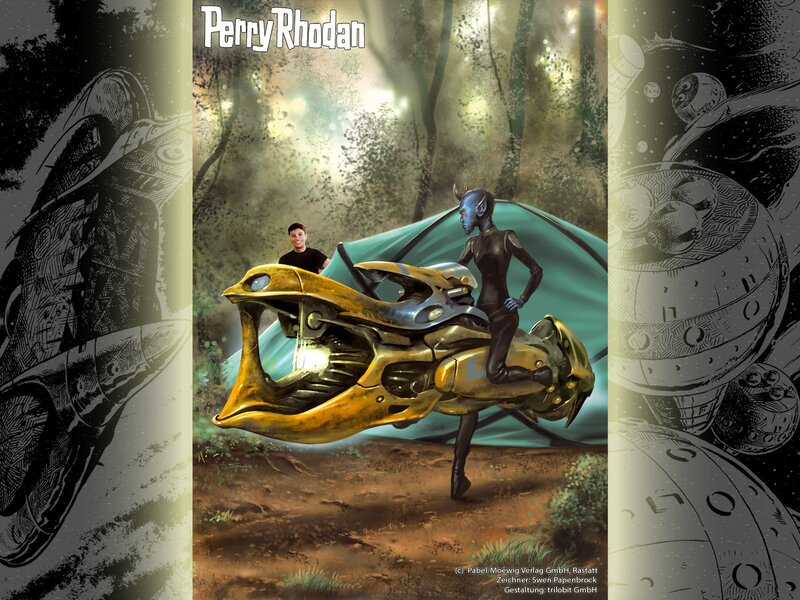 Alien on Golden Vehicle — Green