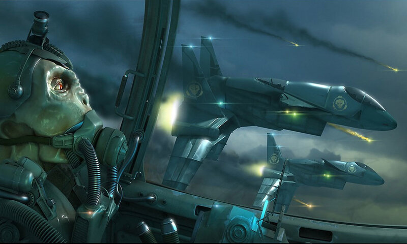 alien pilot in cockpit
