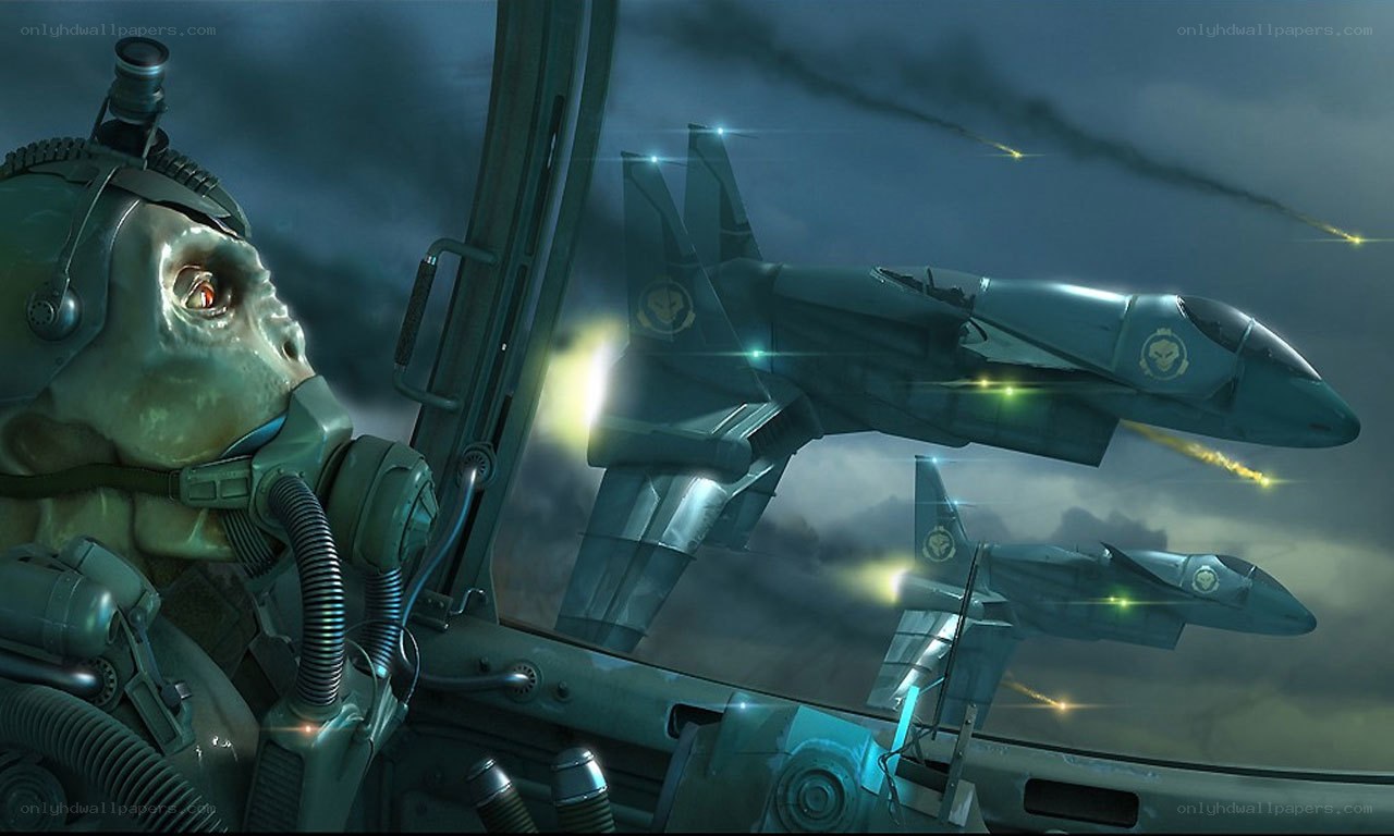 alien pilot in cockpit