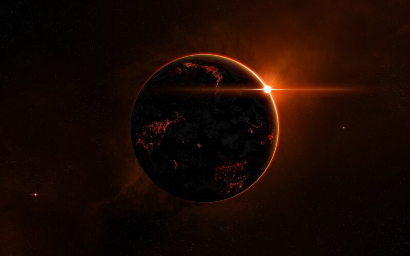 alien planet at sunrise