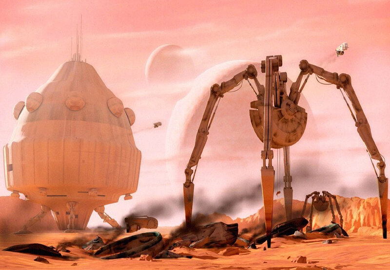 Alien planet battle scene