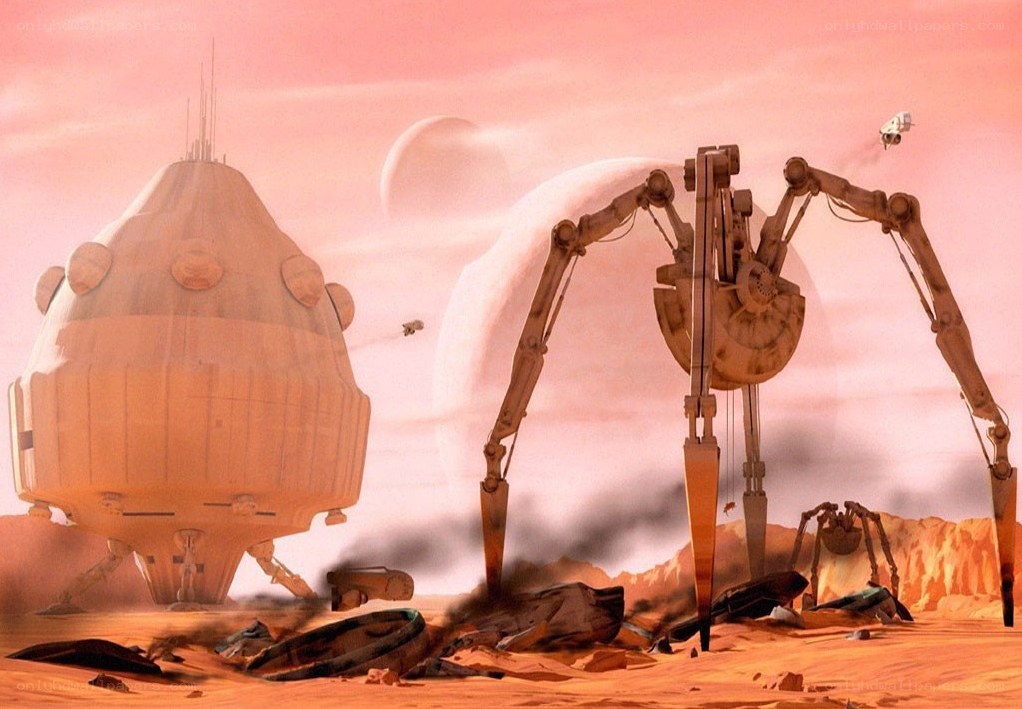 Alien planet battle scene