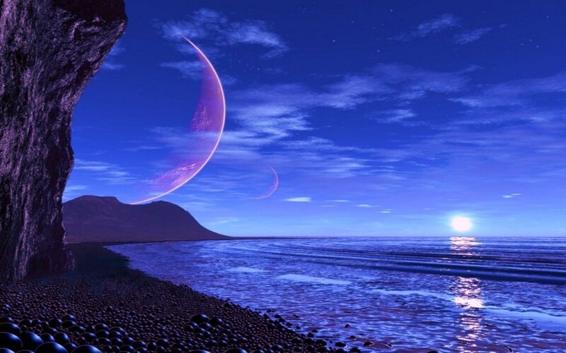 Alien Planet Beach — Blue, Serene