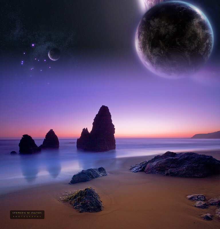 Alien Planet Beach — Purple, Dramatic, Sunset