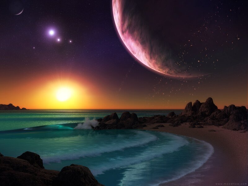 Alien Planet Beach — Purple, Serene, Sunset