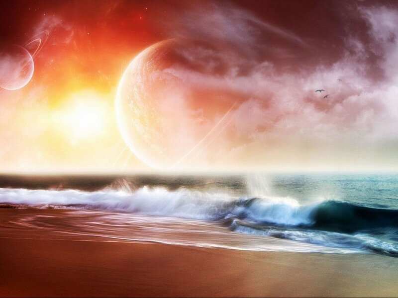 Alien Planet Beach — Red, Dramatic