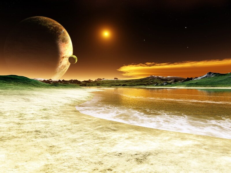 alien planet beach scene