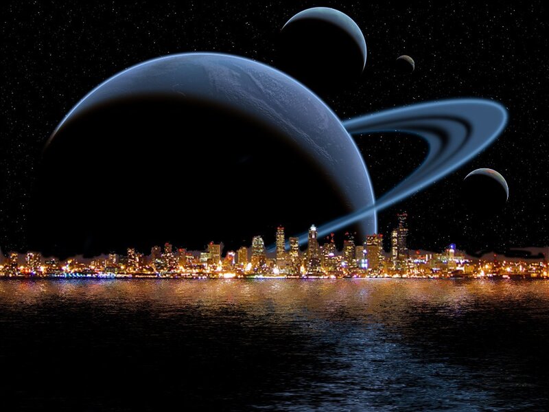 Alien planet cityscape