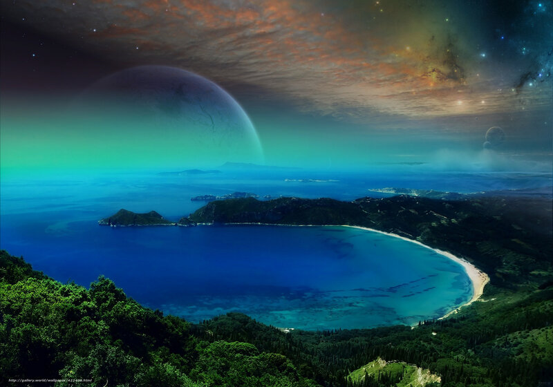 Alien planet coastal view