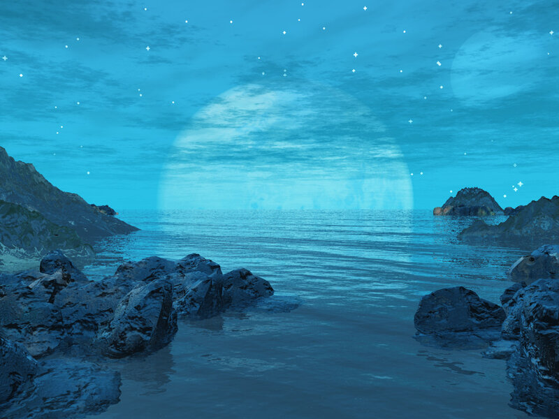 Alien Planet Coastline — Blue