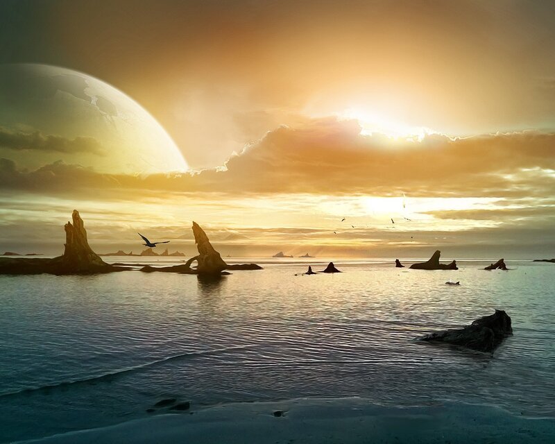 Alien Planet Coastline — Gold
