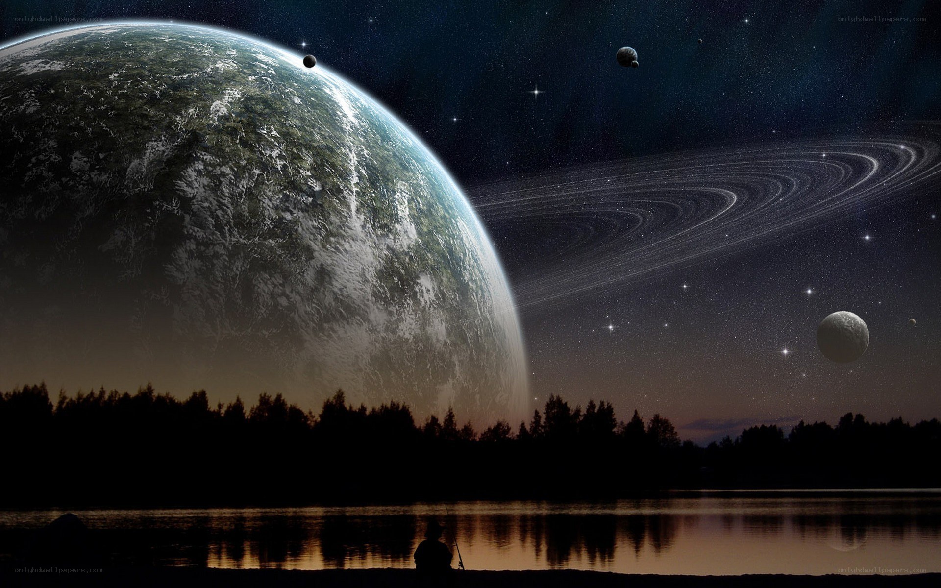 alien planet fishing scene