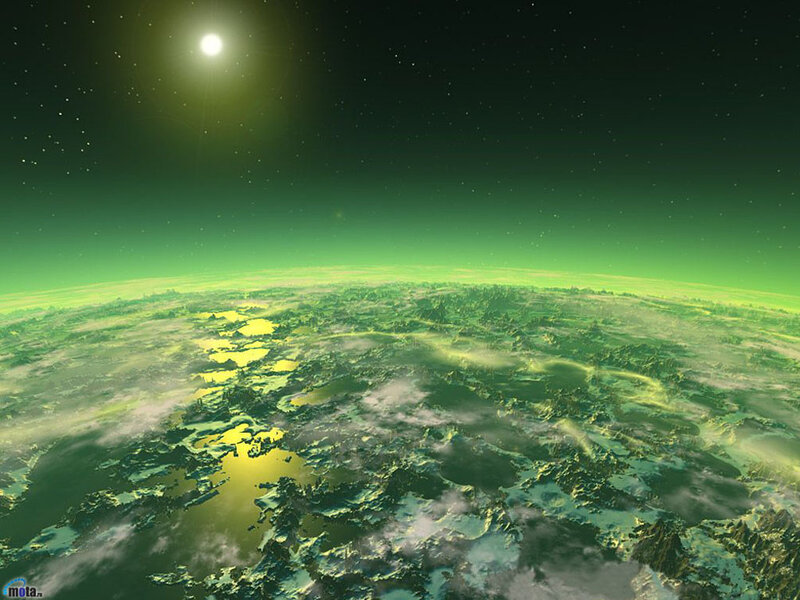 Alien Planet from Space — Green, Dramatic, Night