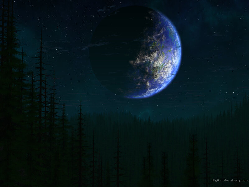 Alien Planet in Forest — Blue