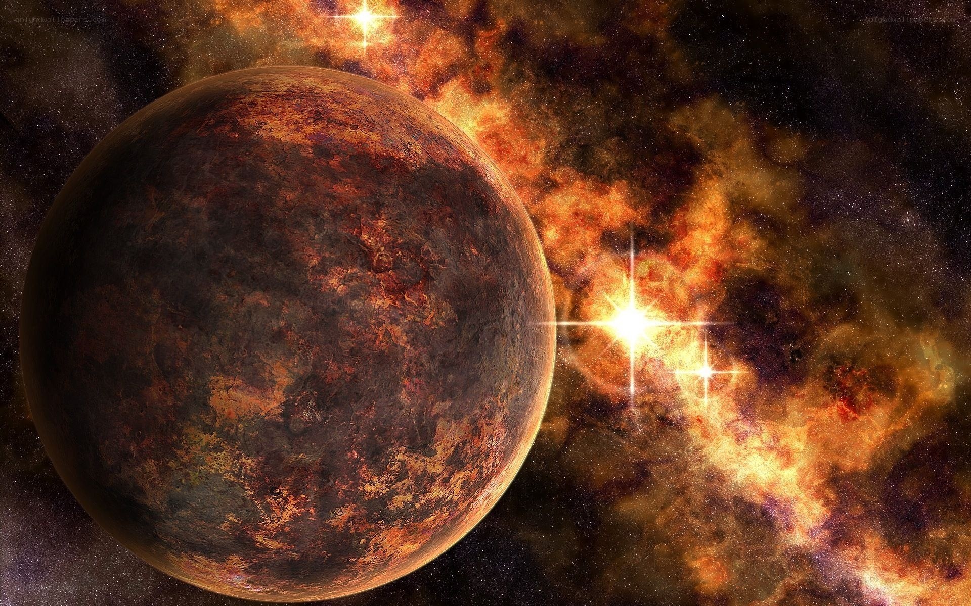 alien planet in nebula