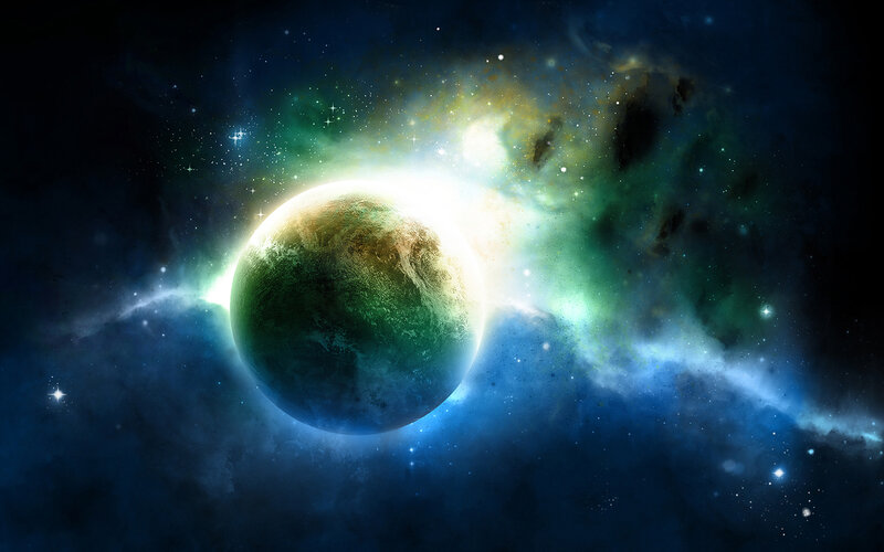 alien planet in nebula